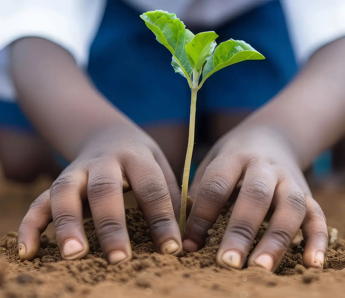 Child planting a seedling